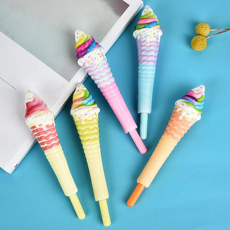 Bolígrafo de Gel suave Kawaii para el hogar, suministros escolares de oficina, descompresión, helado creativo, encantador bolígrafo de dibujos animados, 1 pieza