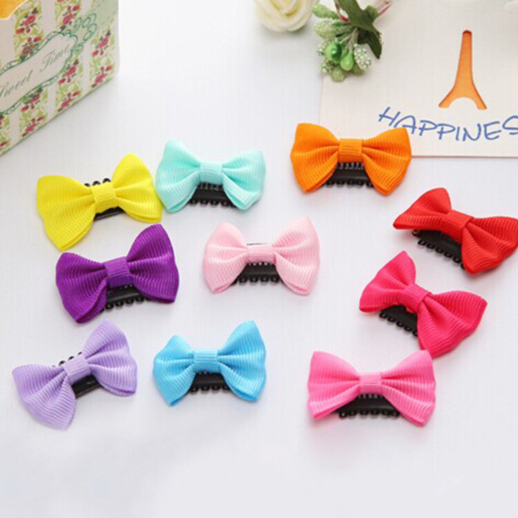 10Pcs/lots Candy Color Baby Mini Small Bow Hair Clips Safety Hair Pins Barrettes for Children Girls Kids Hair Accessories