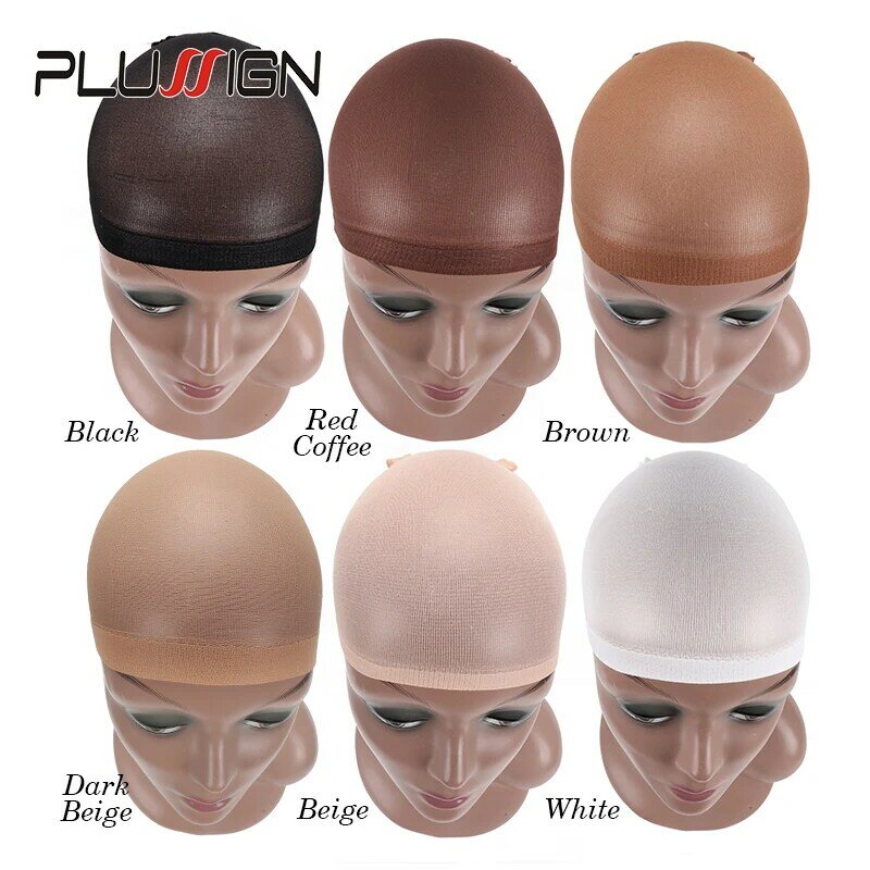 Top Stocking Wig Cap Hair Net For Weave 2pcs Hair Wig Nets Black Brown Stretch Mesh Wig Cap For Making Wigs Free Size