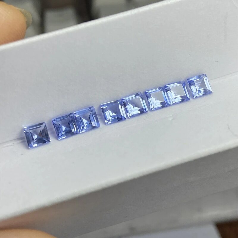 Meisidian 5A คุณภาพสูงสแควร์4X4Mm Lab Sapphire Light Tanzanite สีม่วงหิน