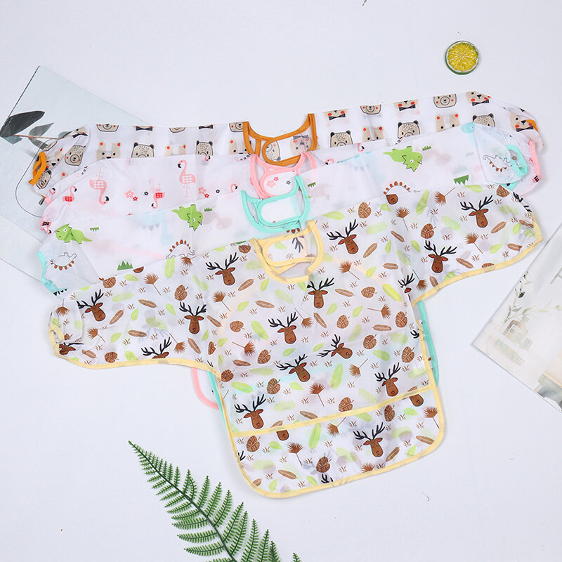 New Baby Kids Toddler manica lunga impermeabile Art Smock alimentazione bavaglino tasca grembiule