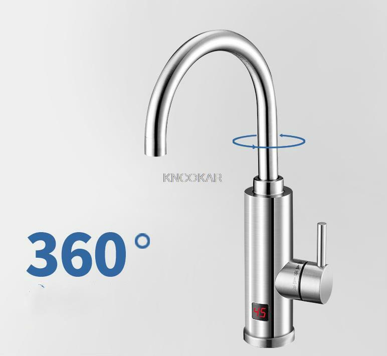 Electric Water Heater Tap Instant Hot Water Heater Stainless Steel 360 Degree Rotation Kitchen Faucet with Temperature Display