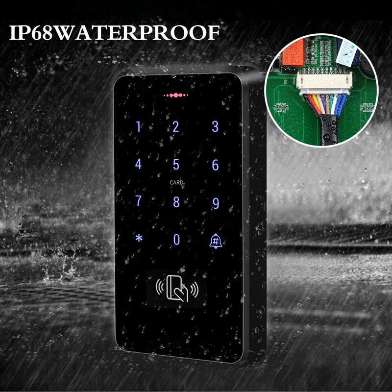 IP68 Waterdichte Deur Access Control System Kit Rfid Toetsenbord + Voeding + 180Kg Elektrische Magnetische Strike Deursloten voor Thuis