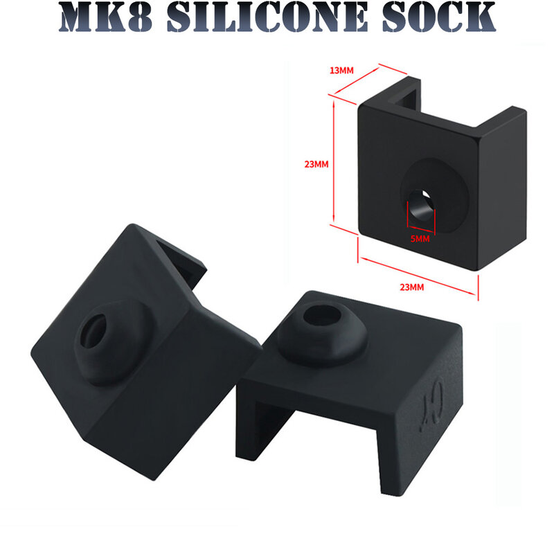 MK8 ซิลิโคนถุงเท้าอัพเกรดสำหรับฝาครอบอลูมิเนียมบล็อก MK7/MK8 ซิลิโคนกรณีแขนใช้เครื่องพิมพ์ 3D Ender 3 CR10S Hotend Heater