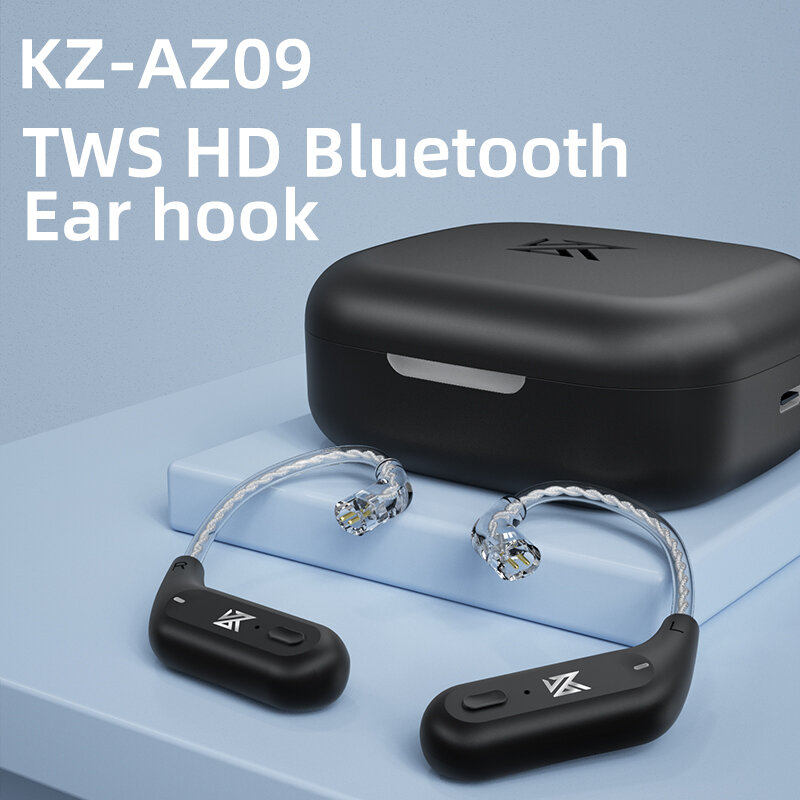 KZ AZ09 HD moduł kompatybilny z Bluetooth 5.2 słuchawki bezprzewodowy kabel do aktualizacji HIFI ucho bezprzewodowe hak CPIn z pojemnik z funkcją ładowania