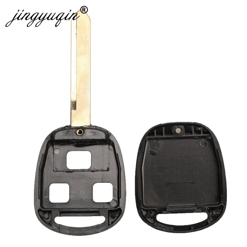 Jingyuqin capa de chave remota de carro com 3 botões + almofada de botão para toyota avensis corolla yaris rav4 chave capa shell toy43 toy47 toy48