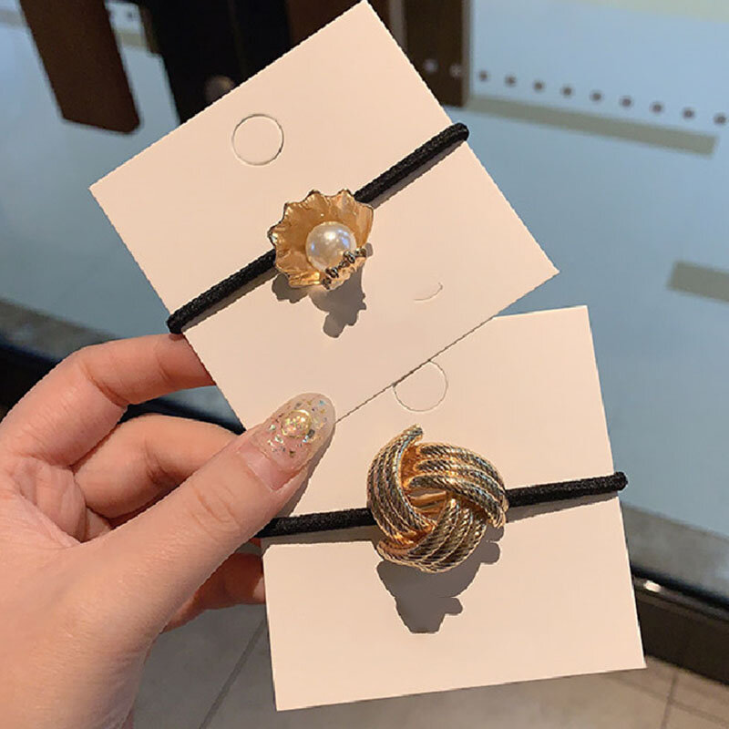 Koreańskie proste metalowe modne elastyczne opaski do włosów geometryczne puste złote nakrycia głowy gumka do włosów krawaty damskie akcesoria do włosów