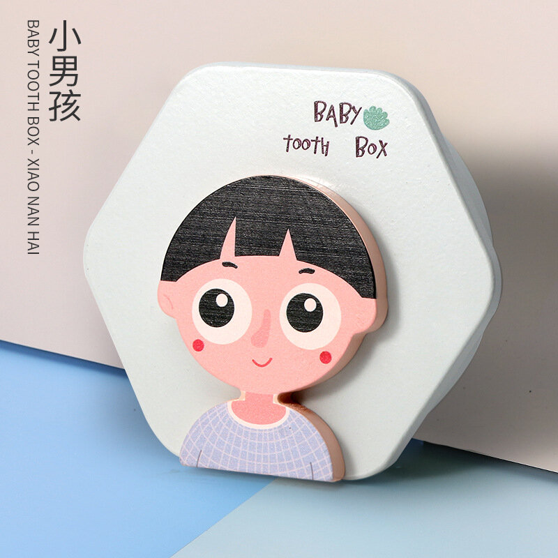 Kotak Gigi Bayi Kayu Kartun Penyimpanan Organizer Umbilikalis Gigi Susu Inggris Kotak Souvenir Anak Laki-laki Perempuan Hadiah Bayi