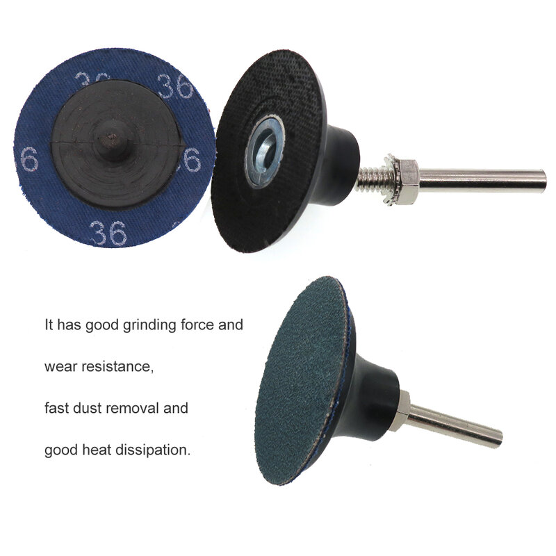 Быстросменные циркониевые шлифовальные диски 2 дюйма, Φ диск типа R, 50 мм, 1/4 дюйма, держатель для удаления краски и ржавчины