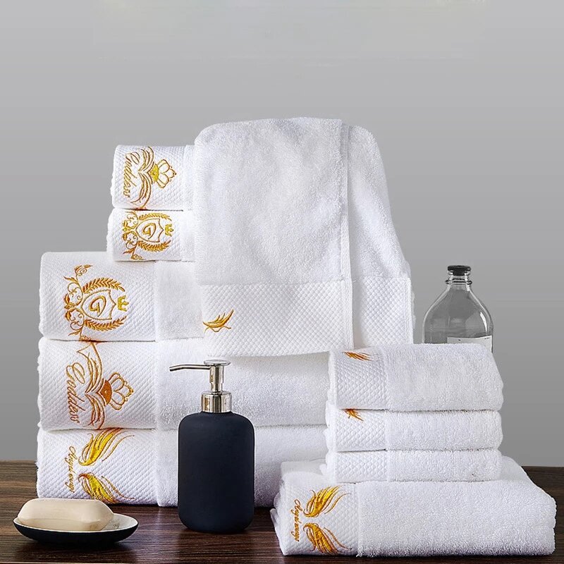 Personal isierte Baumwolle weißes Gesicht großes Handtuch für Hotel benutzer definierte Stickerei Badet uch maßge schneiderte Strand tuch Firmen geschenk mit Logo