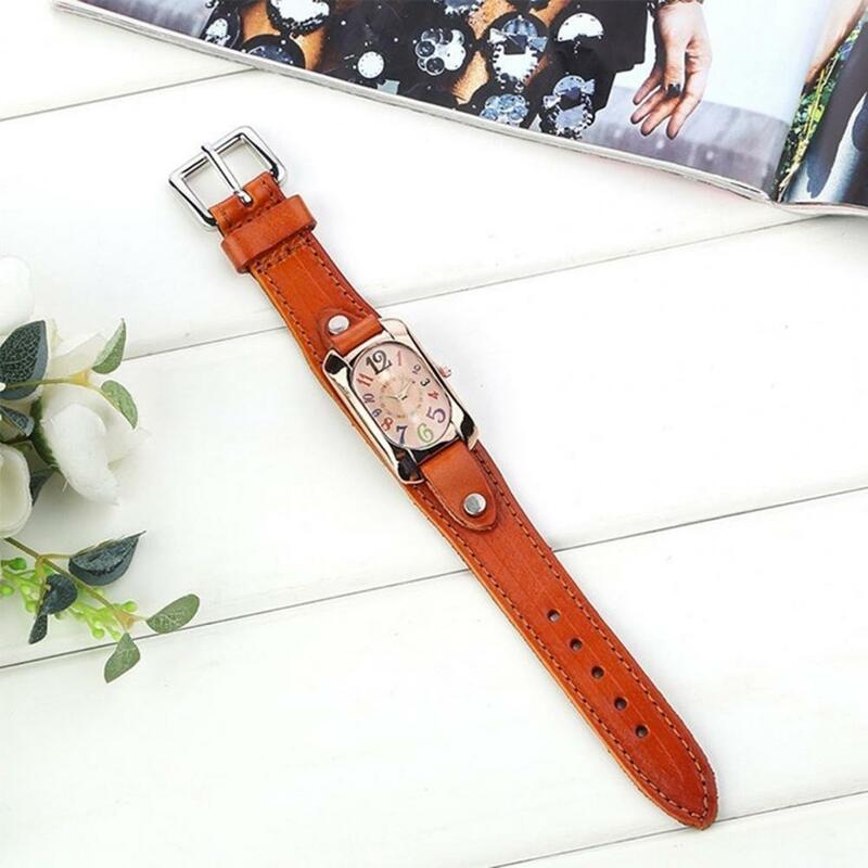 Fashion Casual WomenWatch Faux Leather Diamond Strap Band Oblong Case Quartz Wrist Watch clock women