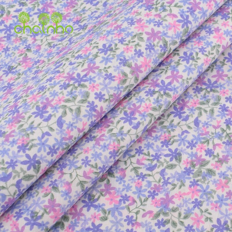 Chainho,Printed Plain Cotton Fabric,Small Floral,Poplin Material For DIY Sewing Quilting Baby & Children's Shirts,Skirts,Dresses
