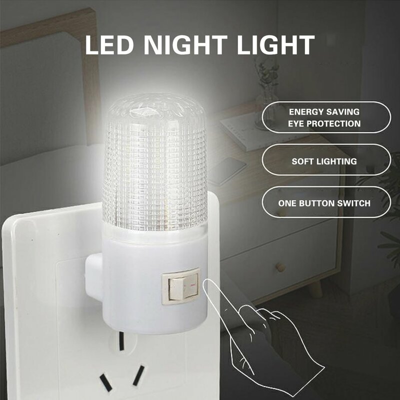 3W 110V US Plug LED lampada da comodino a parete lampada da comodino luce di emergenza camera da letto domestica bagno luce notturna a risparmio energetico 4 LED