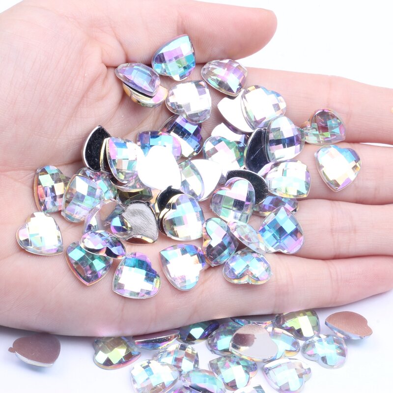 12mm 30/200 piezas acrílico Diamante de imitación en forma de corazón tierra facetada muchos colores elegir Strass alto brillo decoración de uñas