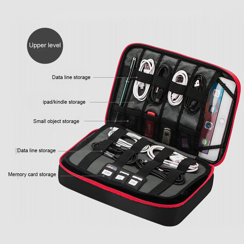Acoki High Grade Nylon 2 Schichten Reise Elektronische Zubehör Organizer Tasche, Reise Gadget Tragen Tasche, perfekte Größe Fit für iPad