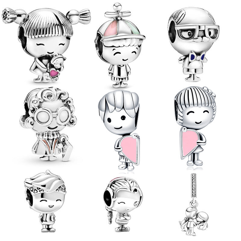 925 Sterling Silver Little Boy & Little Girl Charm Fit Original 3mm Bracelet&Bangle Making Fashion DIY Jewelry For Women