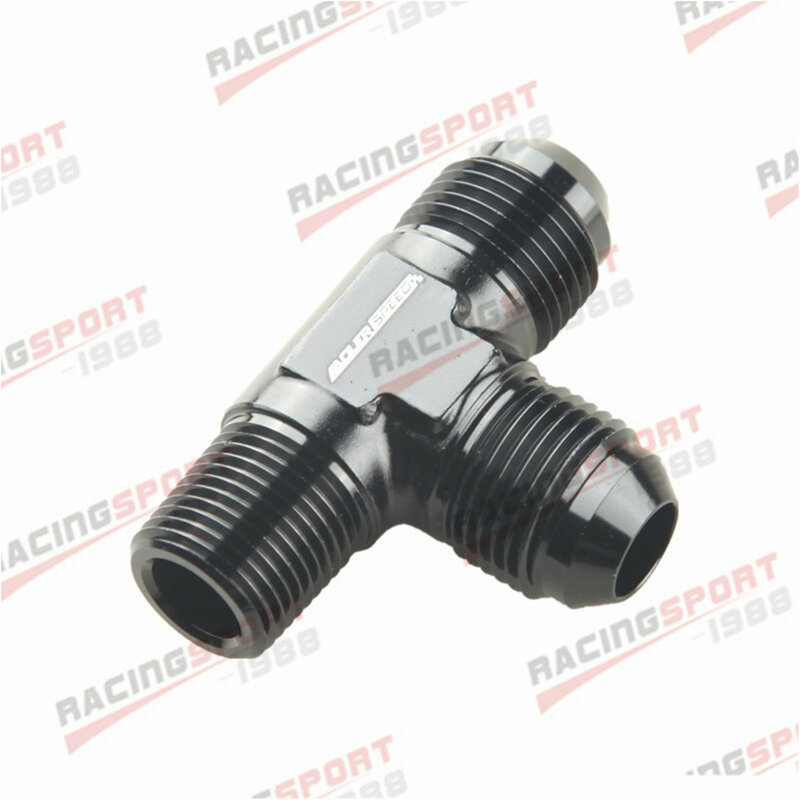 AN8 AN-8 Male Flare To 3/8 "NPT Tee T-piece Fitting Adapter Hitam