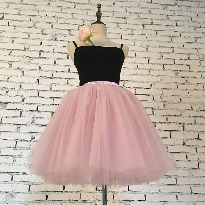 Женская фатиновая юбка с высокой талией, 7 слоев, 50 см, 26 цветов