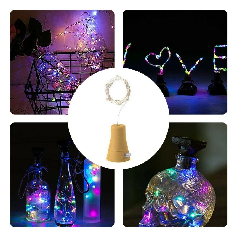 LED Solar Bottle Stopper Light String Wine Glass String Light Flexible Waterproof Lamp Chain Holiday Lighting Atmosphere Lights
