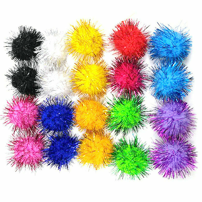 10 tamanhos. 10 cores 4.5cm de glitter pompons para crianças artesanais material para ornamento de natal cabide de natal decoração oem atacado