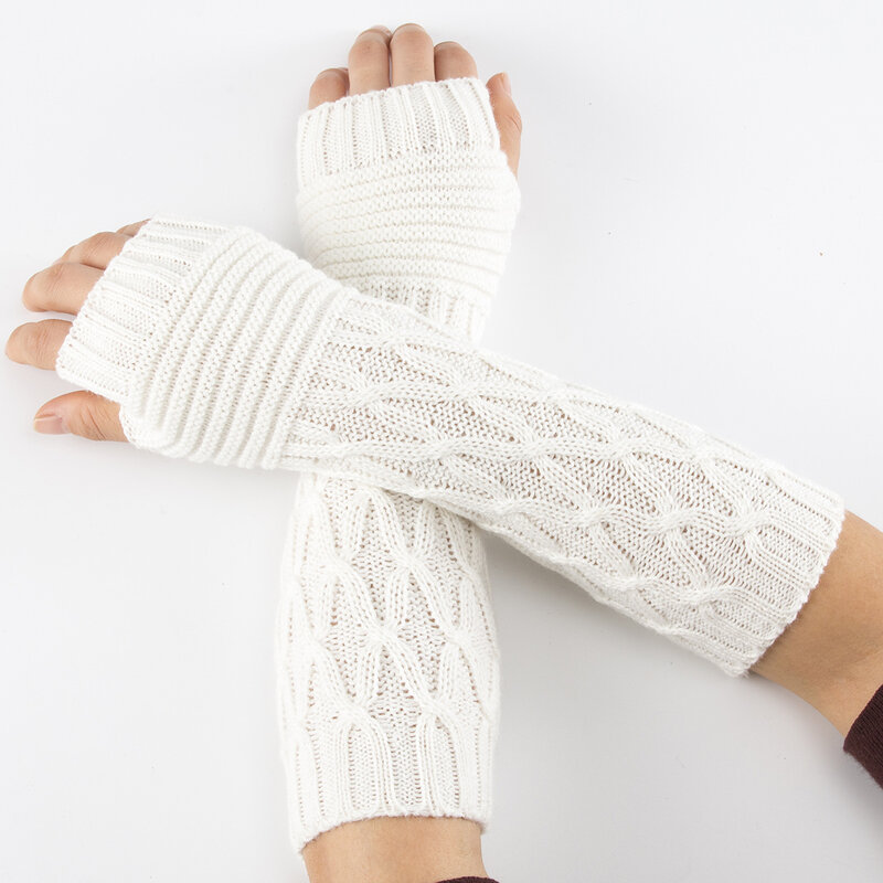 Nowe damskie rękawiczki bez palców jesienne zimowe pół palcowe rękawiczki ogrzewacz dłoni dziewczyny miękkie rękawiczki rękawy naramienne dzianinowe rękawiczki robocze