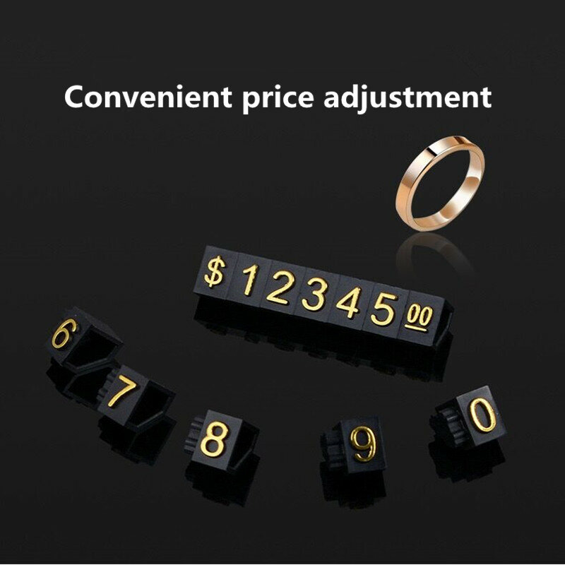 Small Jewelry Display Preço Tags, Plástico, Etiquetas de Preço Digital, Números, Cubo Titular, 3x5mm, 10 Tiras