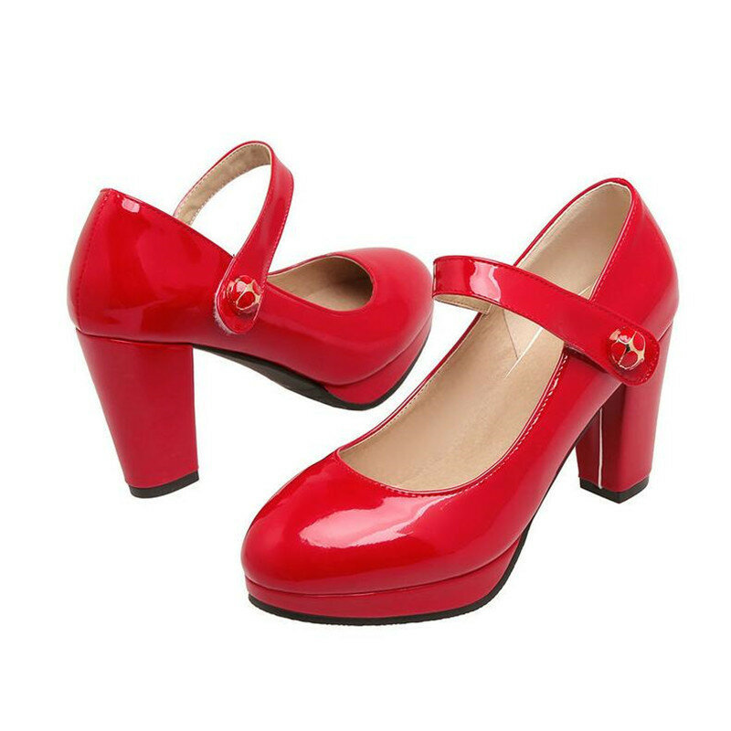 Sepatu Wanita Pump Sepatu Anak Perempuan Platform Hak Tinggi Sepatu Mary Jane Lolita Hak Tinggi Dangkal Ujung Bulat Sepatu Kantor Pesta Pernikahan