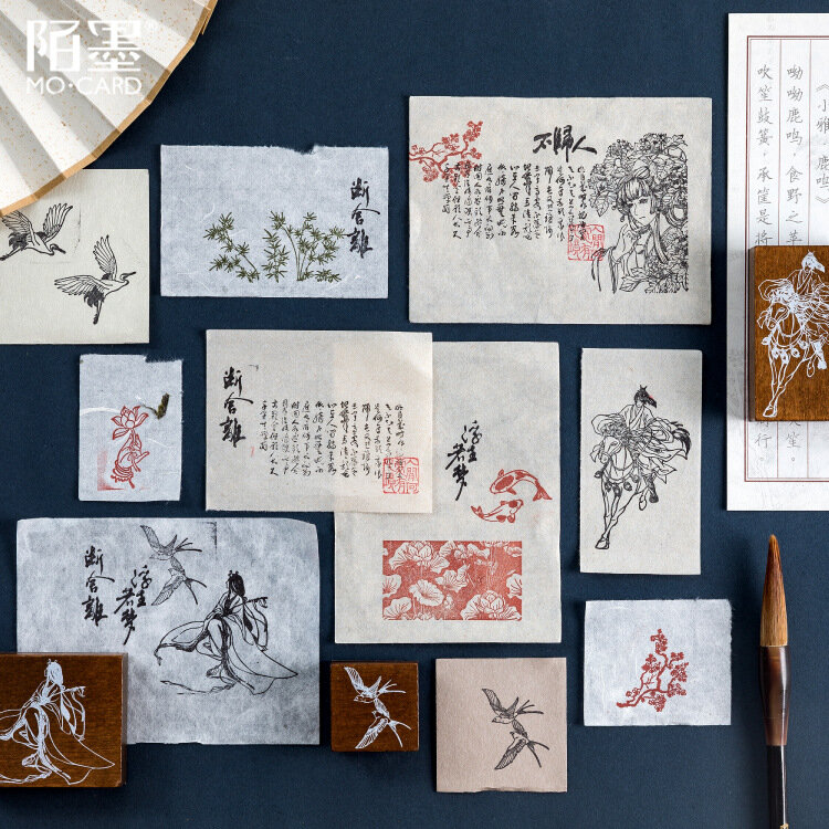 نمط الديكور ختم خشبي المطاط Stamps ل سكرابوكينغ القرطاسية DIY بها بنفسك الحرفية القياسية ختم Crane الكارب رافعة الصينية