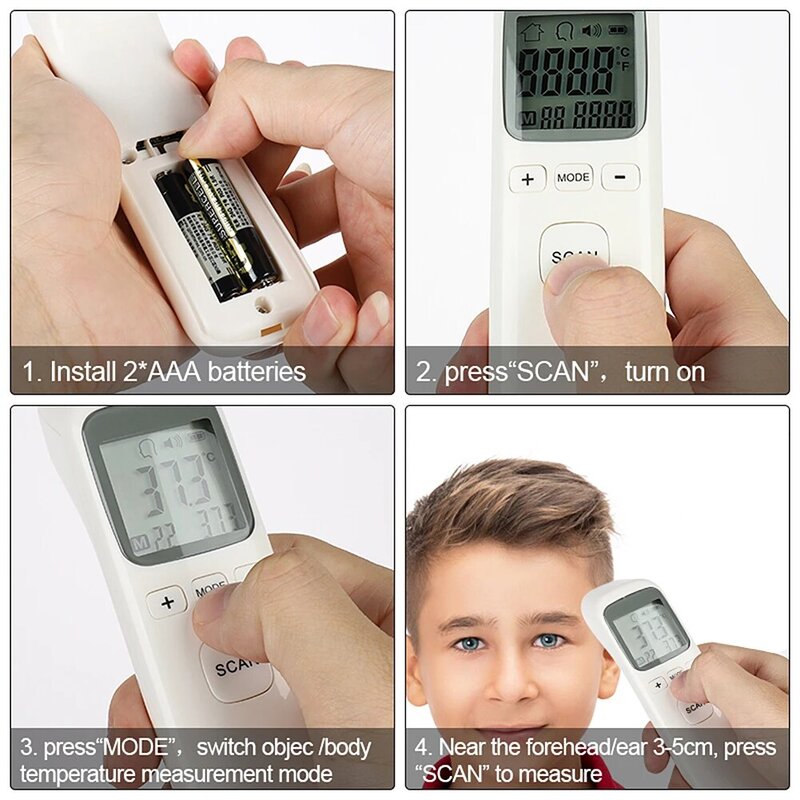 Termómetro de bebé infrarrojo LCD electrónico Digital cuerpo medición frente oído cuerpo de adulto fiebre IR Medición de temperatura
