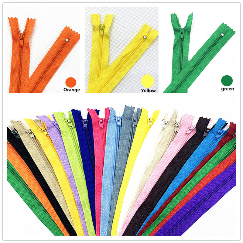 Cremalleras de bobina de nailon adecuadas para ropa (20 colores), 10Cm-60Cm (4 pulgadas-24 pulgadas), 5 unidades