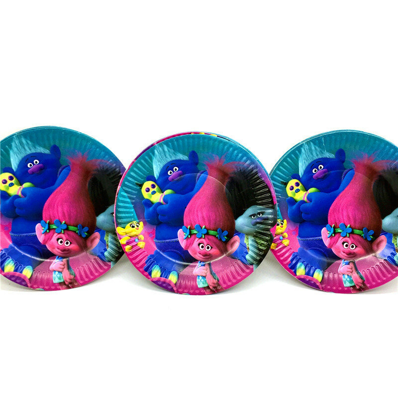 Magic Hair Trolls Birthday Party Supplplies Baby Shower Trolls Party Supplies Cup Plate Flag Hat Trolls Party Decorations