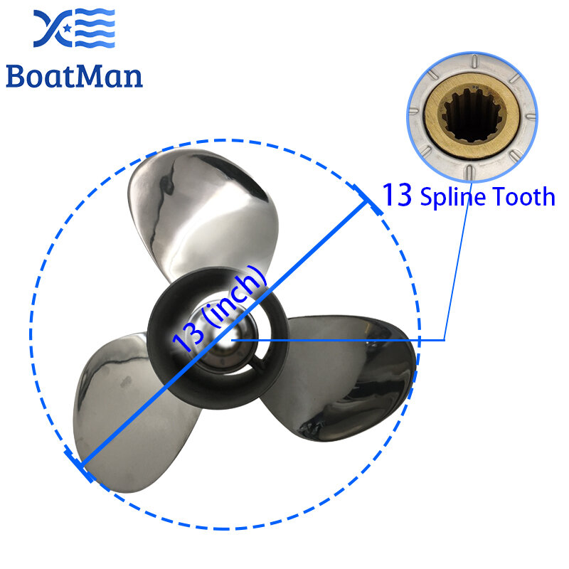 Outboard Propeller 13x19 For Suzuki Engine 60-140 HP Stainless Steel 13 Tooth splines Outlet Boat Parts 58100-94561-019