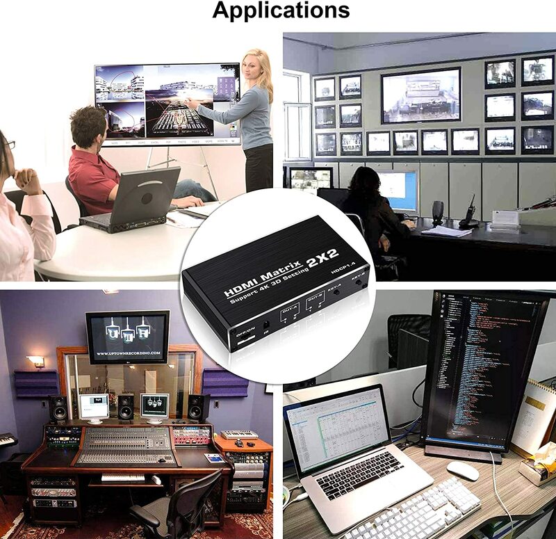Conmutador matriz 4k 60hz HDMI 2x2, 2 puertos HDMI, divisor de interruptor 2 en 2, compatible con HDMI 2,0 HDCP 1,4, 3D 1080p 4K x 2K