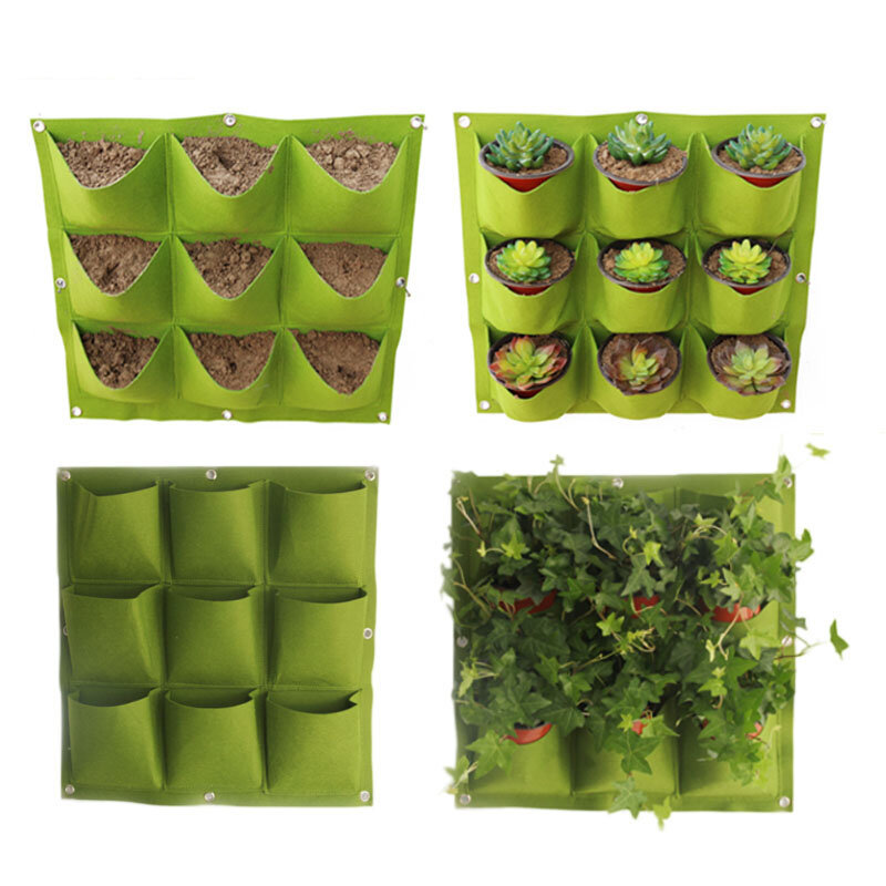 Macetero Vertical con 18/36/49 bolsillos, bolsa de cultivo verde colgante para jardín, verduras, sala de estar, bolsas de cultivo, suministro de flores