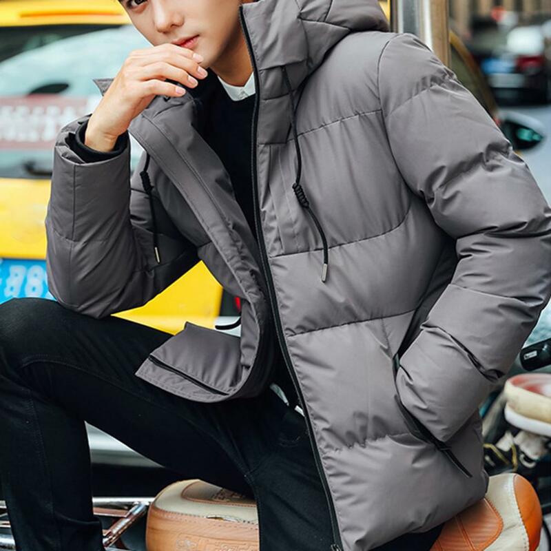 Abrigo con capucha para hombre, chaqueta acolchada de manga larga gruesa, cálida, impermeable, con cremallera, para el invierno