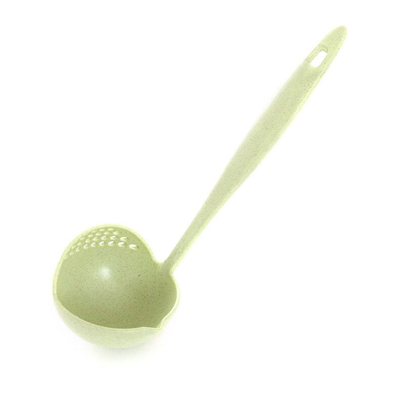 Cuchara de sopa de mango largo 2 en 1, colador de cocina para el hogar, accesorios de cocina, cucharón de plástico, vajilla, 1 piezas