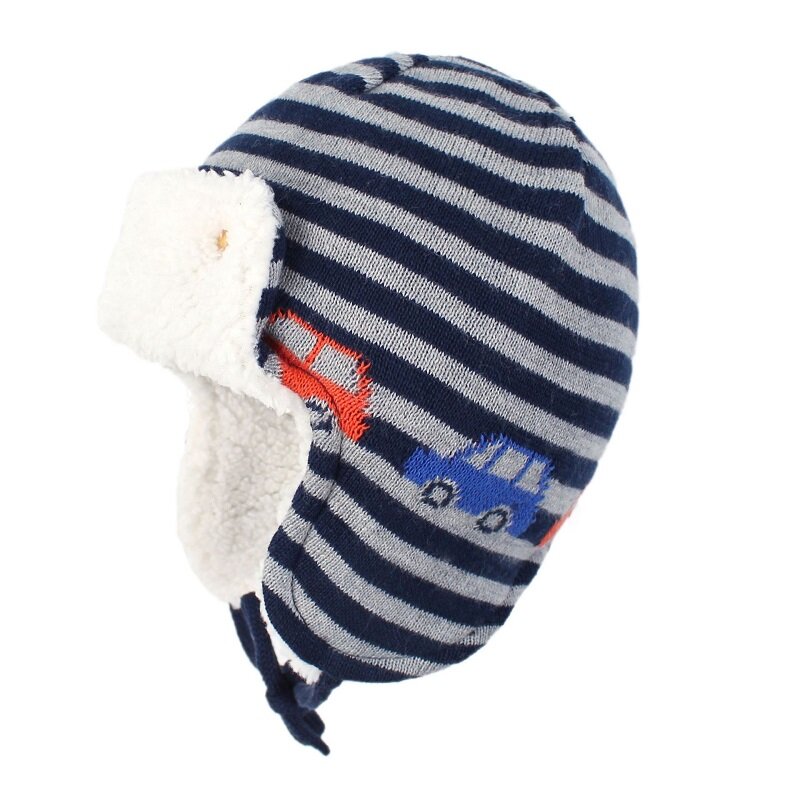 ฤดูหนาวหูป้องกันผ้าฝ้ายJacquardถักเด็กหมวกเด็กหญิงสัตว์ลวดลายหนาหมวกเด็ก