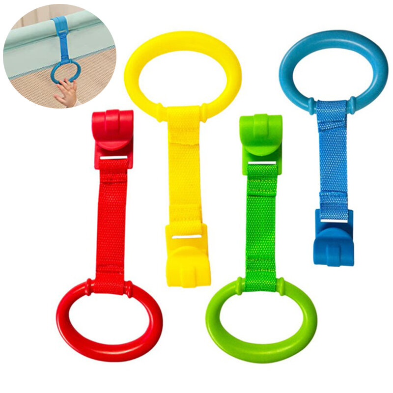 Nieuwe 4 Stks/partij Pull Ring Voor Kinderbox Babybedje Haken Algemeen Gebruik Baby Speelgoed Hangers Bed Ringen Haken Opknoping Ring helpen Baby Stand