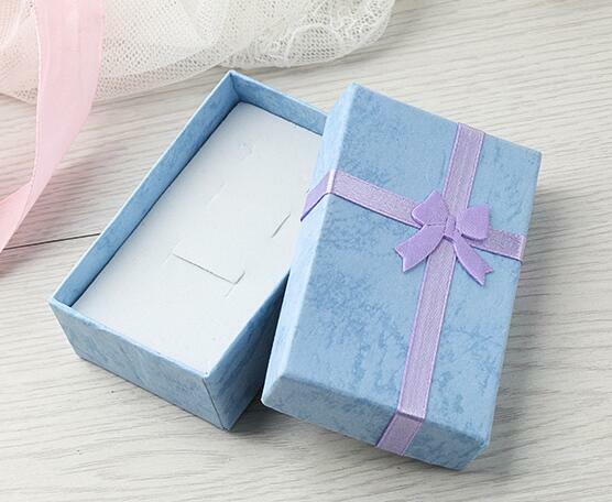 24pcs sky blue or purple random color paper NECKLACE EARRING BRACELET CHAIN JEWELRY Box packaging display size 8*5cm
