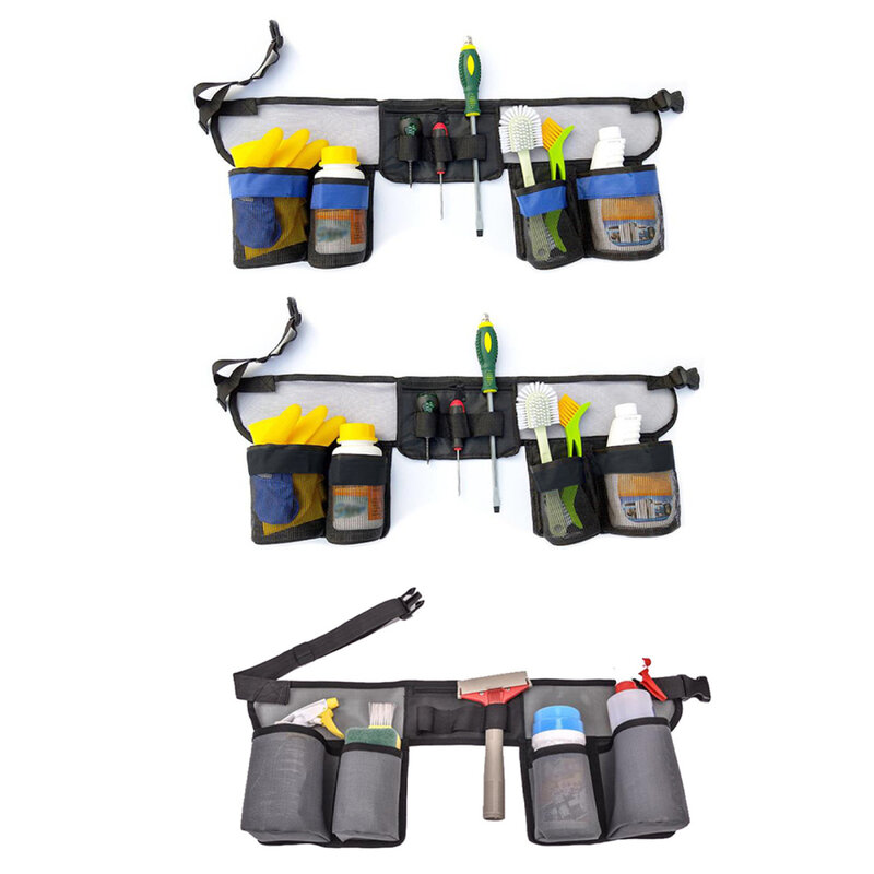 Bolsa de almacenamiento de herramientas de poda de jardín, cinturón ajustable de supermercado, negro y azul, Kit de limpieza, riñonera