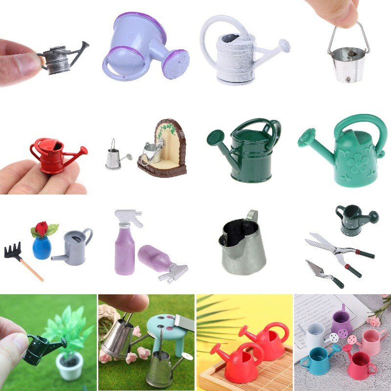 1:12 Scale Mini Cute Watering Can Water Bottle Spill Cans Dollhouse Miniature Home Gardening Accessories
