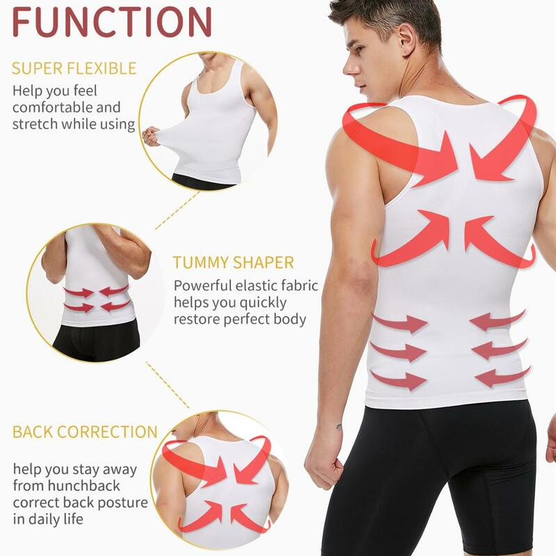 Mens Abnehmen Body Shaper Brust Compression Shirts Bauch-steuer Shapewear Gynecomastia Bauch Dünne Weste Taille Trainer Korsett