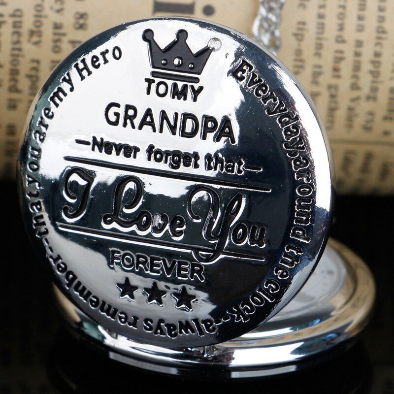 Модные кварцевые карманные часы с винтажной надписью «TO MY Granpa», мужские часы в стиле ретро с кулоном и ожерельем, антикварные карманные часы