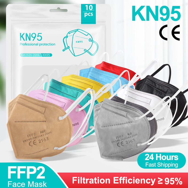 Masque facial FFP2 à 5 couches, protection faciale, FFP3, ffp23, réutilisables