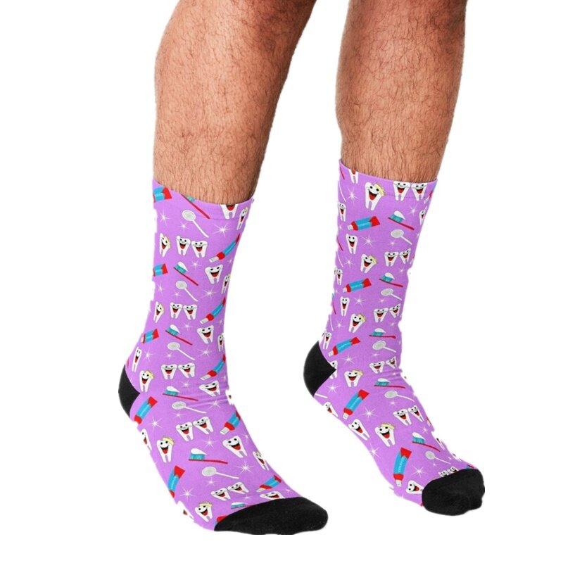 Funny Socks Men harajuku Proud To Be a Nurse Pink Printed Happy hip hop Men Socks Novelty Skateboard Crew Casual  socks