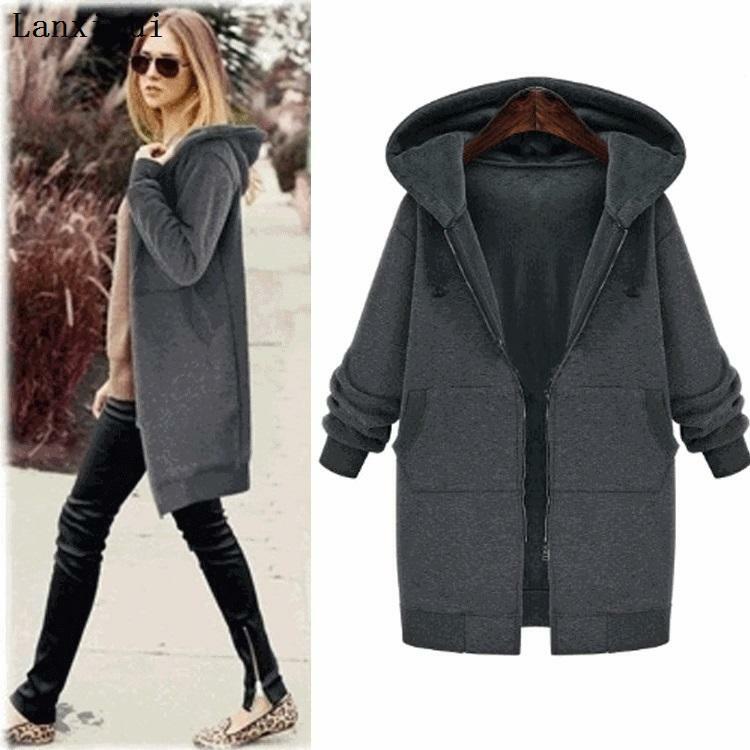 Lanxirui-abrigo con capucha y solapa grande para mujer, ropa de algodón holgada de sección larga y gruesa para invierno