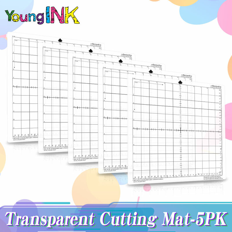 YOUNGINK  Cutting Mat for Silhouette Cameo 3/2/1 [Standard-grip,12x12 Inch] Adhesive&Sticky Non-slip Flexible Gridded Cut Mats