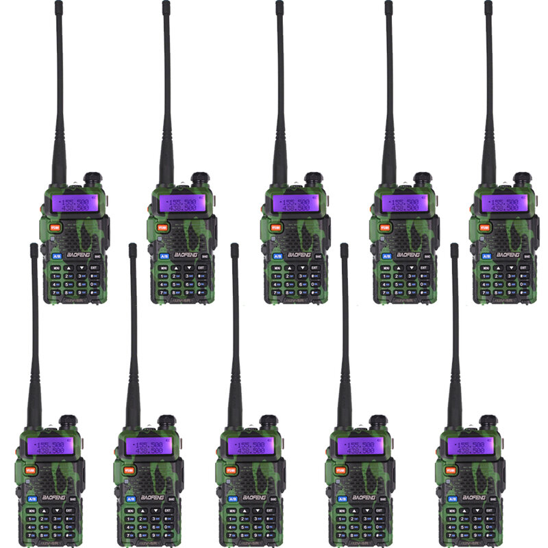 Baofeng-walkie-talkie UV-5R de doble banda, dispositivo de 5W, 136-174 y 400-520MHz, UV5R, 128CH VOX, linterna, transceptor UV, 10 piezas