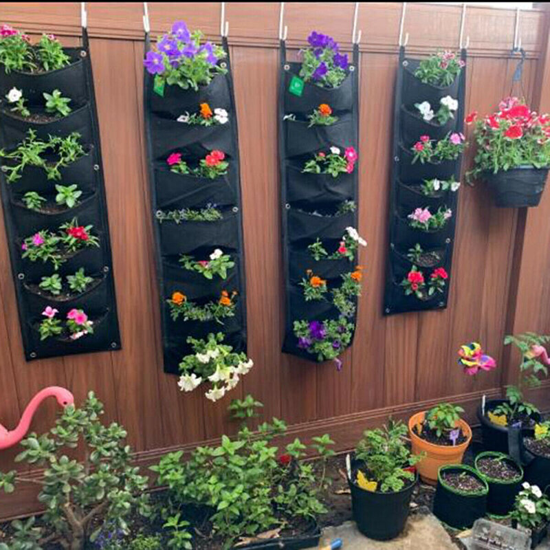 수직 정원 화분 벽걸이 식재 꽃 재배 가방, 7 포켓 야채 거실 정원 가방, 가정 용품 D30, 100x30cm