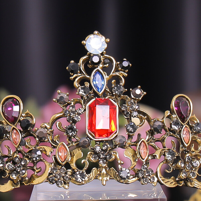 Tocado de princesa Retro barroco para mujer, Tiara, corona nupcial, banda para el pelo de selección de reina de cristal, accesorios para el cabello de fiesta de cumpleaños